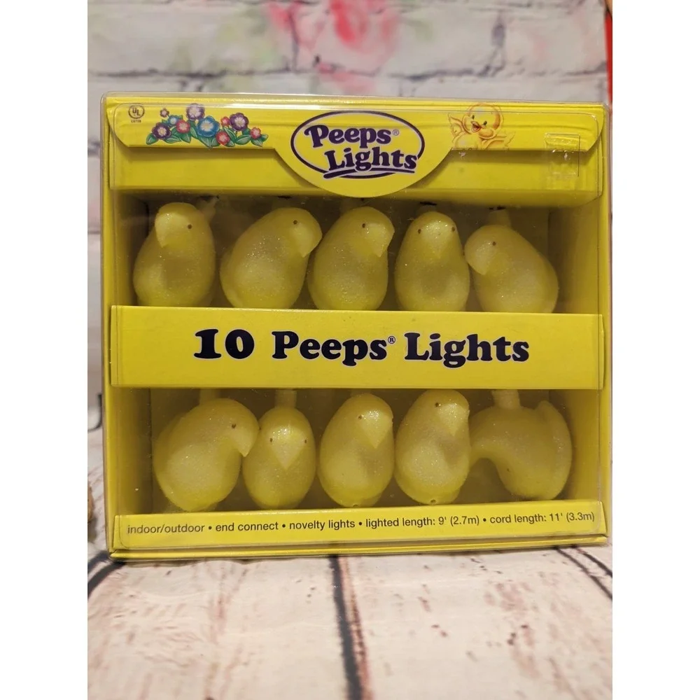 NIB Vintage Just Born Peeps‎ Yellow Chicks Novelty String Lights Set of 10